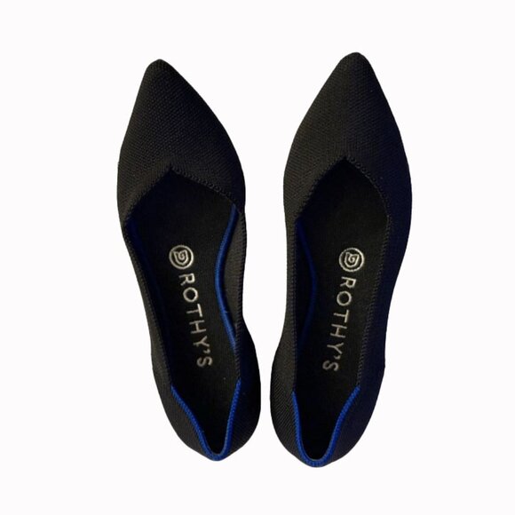 ROTHY’S Black Flats with Blue Trim, Size 6.5
In Very Good Pre-owned condition. - Picture 3 of 4
